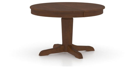 Canadel Round Dining Table 4848 with YY Base in 19 Cognac Washed, three-quarter view