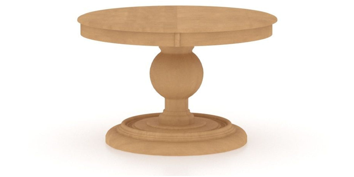 Canadel Round Dining Table 4848 with HQ Base, A Edge in 20 Caramel Washed, side view