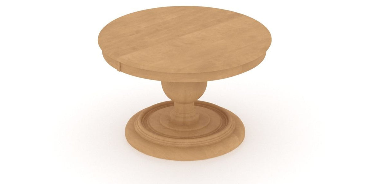 Canadel Round Dining Table 4848 with HQ Base, A Edge in 20 Caramel Washed, view from above