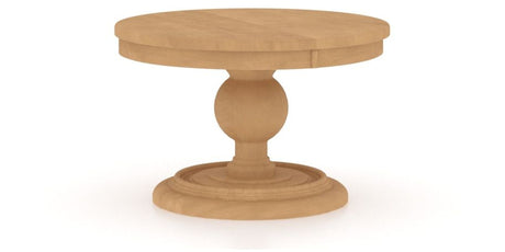 Canadel Round Dining Table 4848 with HQ Base, T Edge in 20 Caramel Washed, three-quarter view