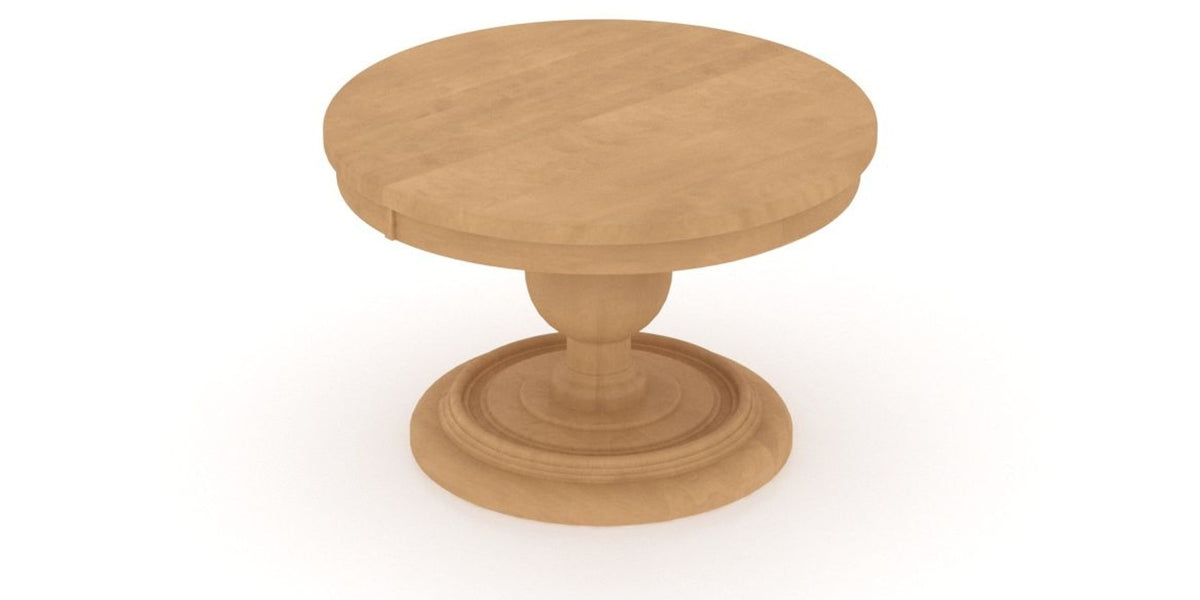 Canadel Round Dining Table 4848 with HQ Base, T Edge in 20 Caramel Washed, view from above