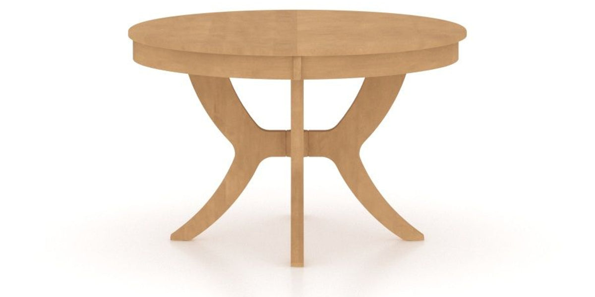 Canadel Round Dining Table 4848 with SI Base in 20 Caramel Washed, side view