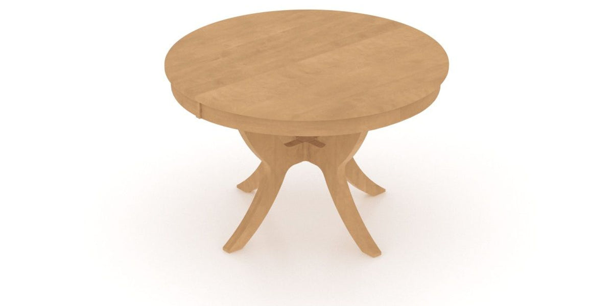 Canadel Round Dining Table 4848 with SI Base in 20 Caramel Washed, view from above