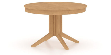 Canadel Round Dining Table 4848 with XQ Base in 20 Caramel Washed, three-quarter view