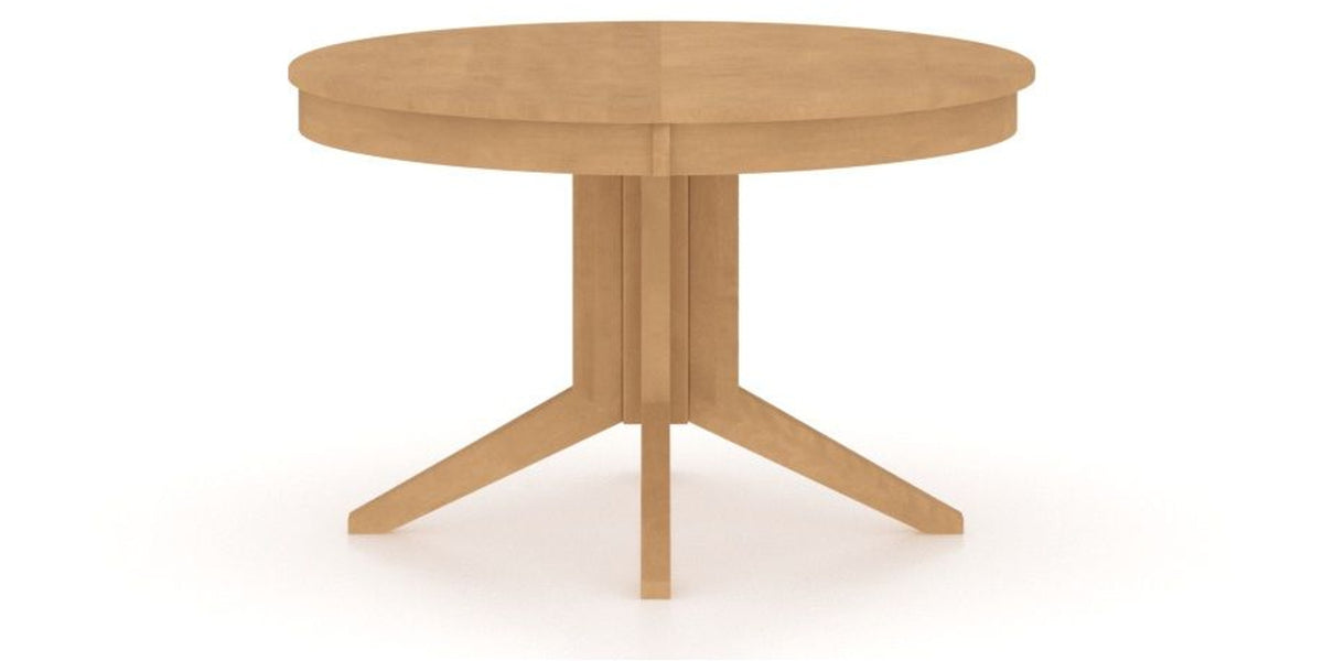 Canadel Round Dining Table 4848 with XQ Base in 20 Caramel Washed, side view