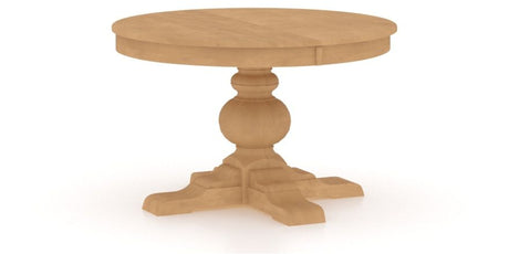 Canadel Round Dining Table 4848 with XT Base in 20 Caramel Washed, three-quarter view