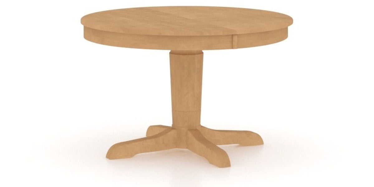 Canadel Round Dining Table 4848 with YY Base in 20 Caramel Washed, three-quarter view