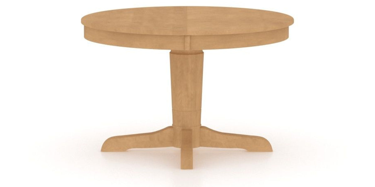 Canadel Round Dining Table 4848 with YY Base in 20 Caramel Washed, side view