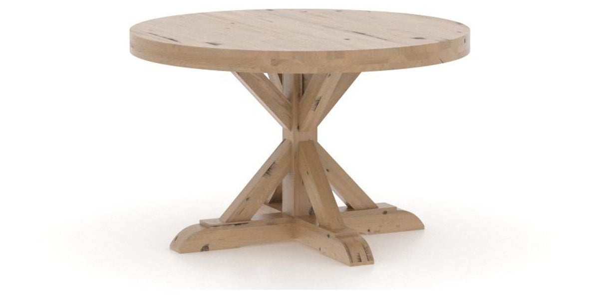 Canadel Loft Round Dining Table 4848 in 20 Caramel Washed, three-quarter view