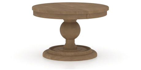 Canadel Round Dining Table 4848 with HQ Base, T Edge in 25 Pecan Washed, three-quarter view