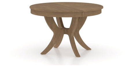 Canadel Round Dining Table 4848 with SI Base in 25 Pecan Washed, three-quarter view