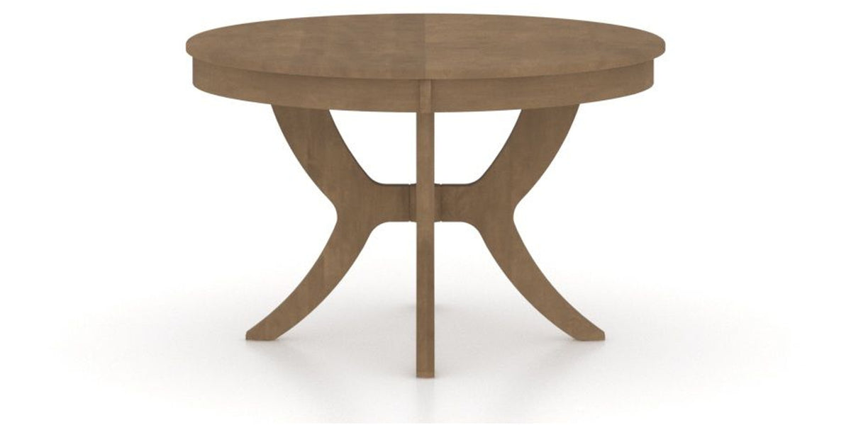 Canadel Round Dining Table 4848 with SI Base in 25 Pecan Washed, side view