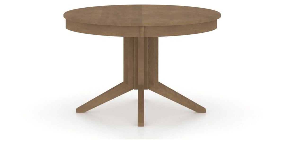 Canadel Round Dining Table 4848 with XQ Base in 25 Pecan Washed, side view