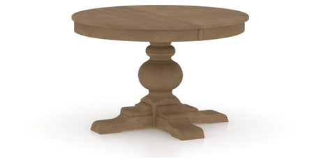 Canadel Round Dining Table 4848 with XT Base in 25 Pecan Washed, three-quarter view