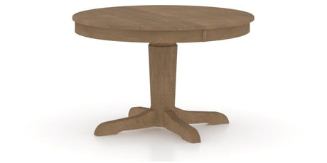 Canadel Round Dining Table 4848 with YY Base in 25 Pecan Washed, three-quarter view