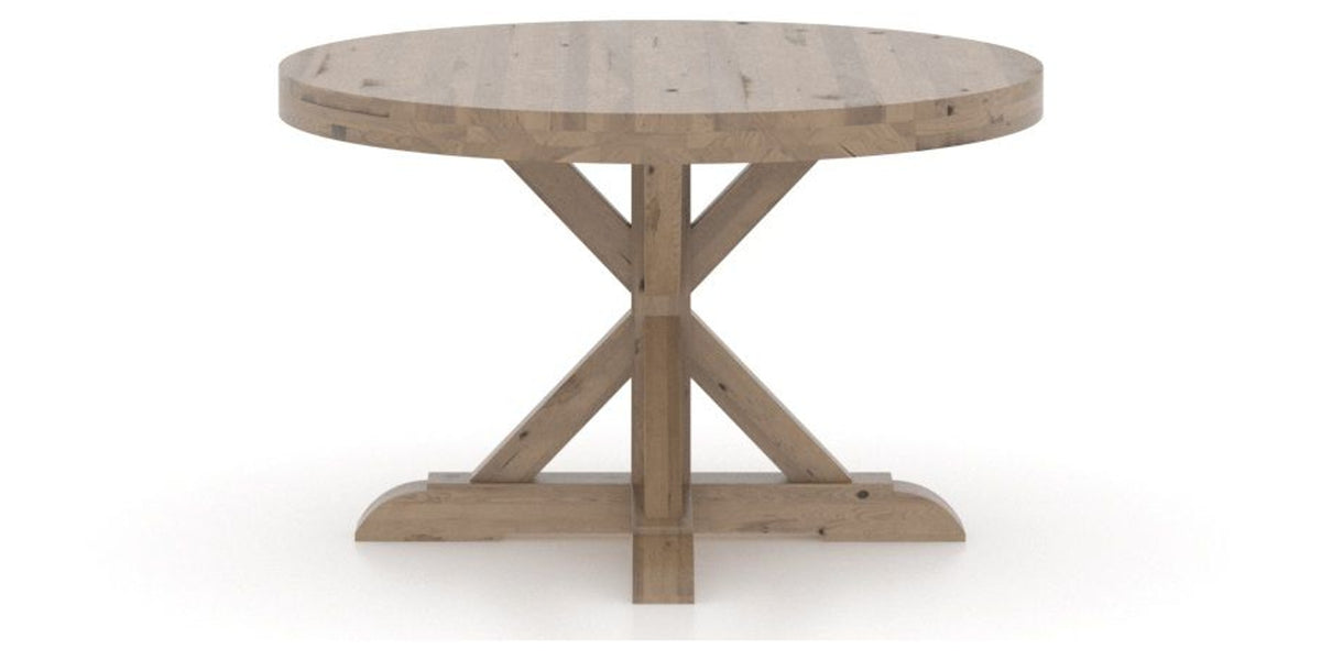 Canadel Loft Round Dining Table 4848 in 25 Pecan Washed, side view