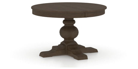 Canadel Round Dining Table 4848 with XT Base in 29 Hazelnut Washed, three-quarter view