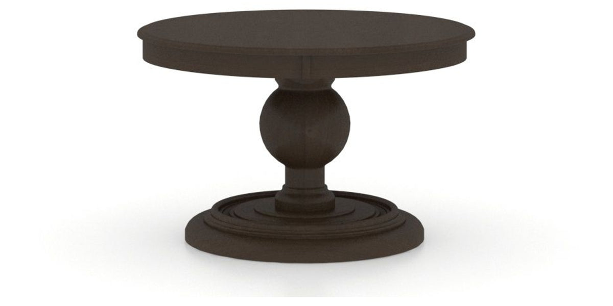 Canadel Round Dining Table 4848 with HQ Base, A Edge in 59 Davy's Grey, side view
