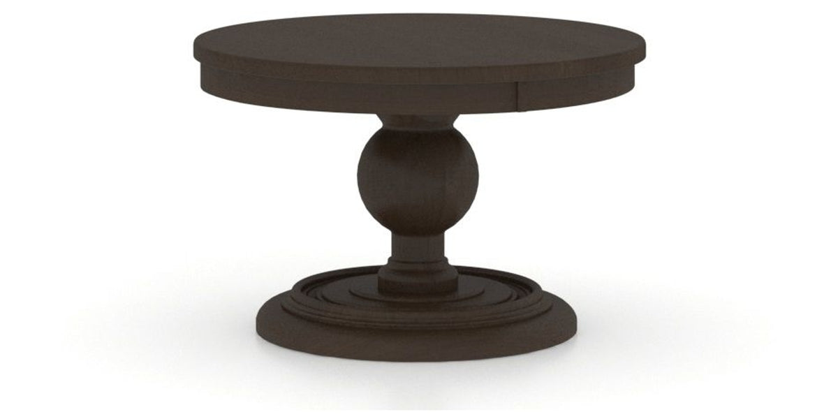 Canadel Round Dining Table 4848 with HQ Base, T Edge in 59 Davy's Grey, three-quarter view