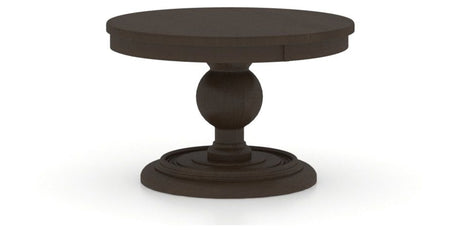 Canadel Round Dining Table 4848 with HQ Base, T Edge in 59 Davy's Grey, three-quarter view