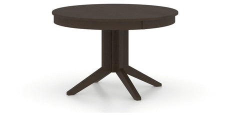 Canadel Round Dining Table 4848 with XQ Base in 59 Davy's Grey, three-quarter view