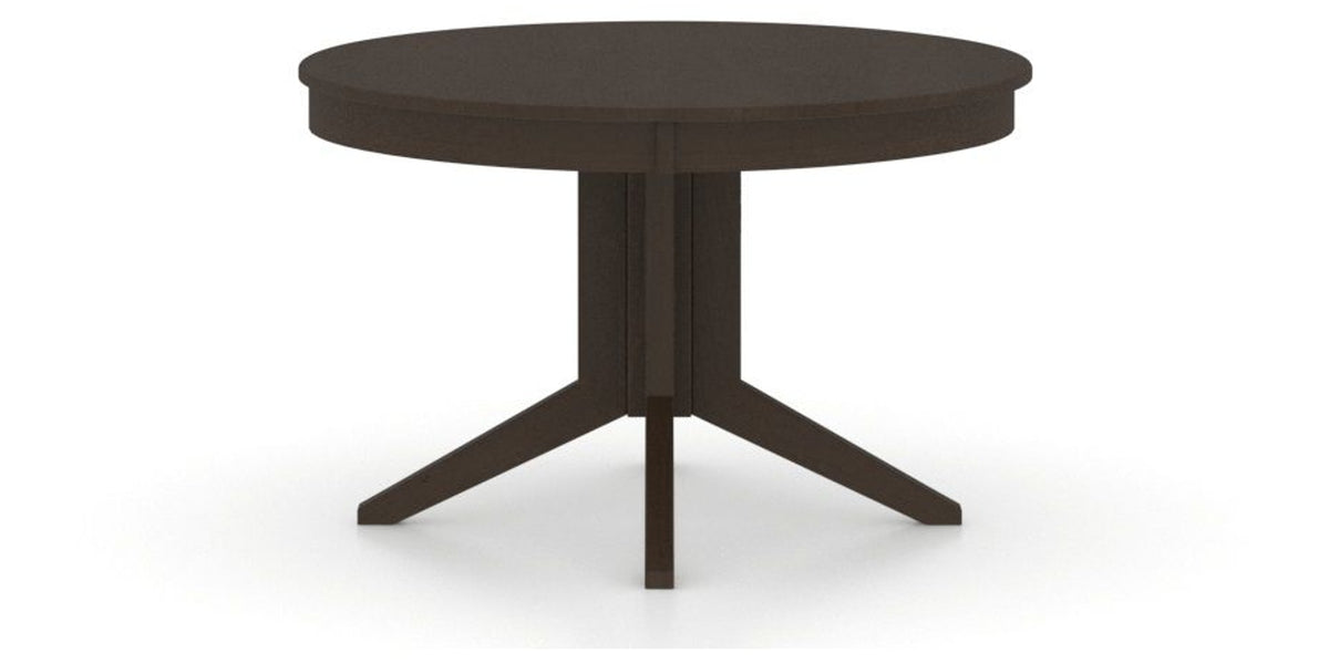Canadel Round Dining Table 4848 with XQ Base in 59 Davy's Grey, side view