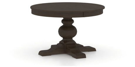 Canadel Round Dining Table 4848 with XT Base in 59 Davy's Grey, three-quarter view