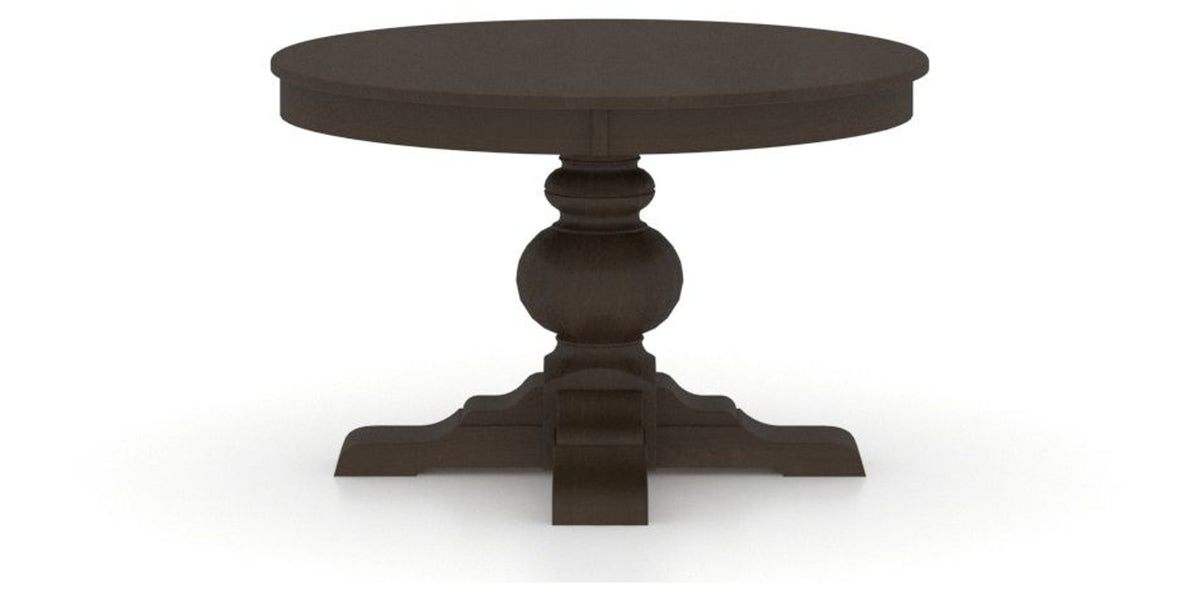 Canadel Round Dining Table 4848 with XT Base in 59 Davy's Grey, side view