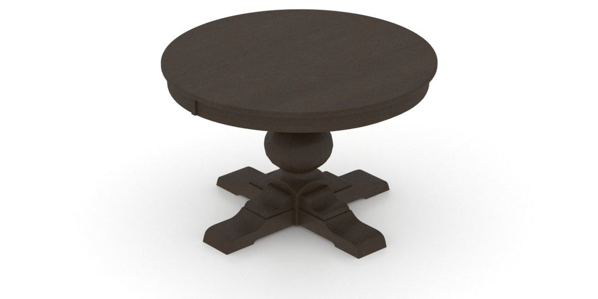 Canadel Round Dining Table 4848 with XT Base in 59 Davy's Grey, view from above