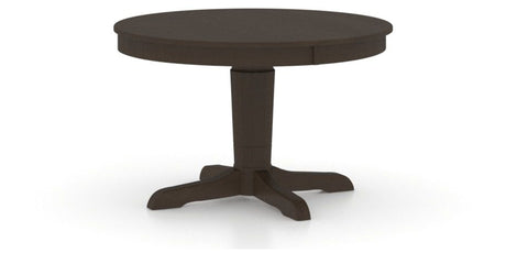 Canadel Round Dining Table 4848 with YY Base in 59 Davy's Grey, three-quarter view