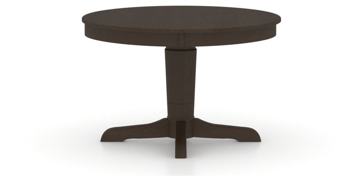 Canadel Round Dining Table 4848 with YY Base in 59 Davy's Grey, side view