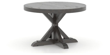 Canadel Loft Round Dining Table 4848 in 59 Davy's Grey, three-quarter view