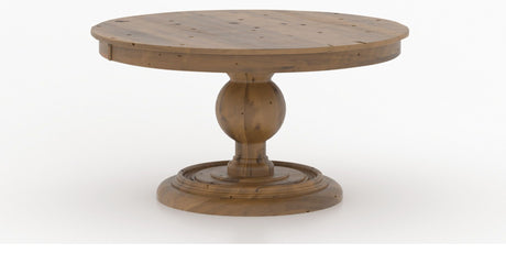 Canadel Champlain Round Dining Table 5454 in Oak Washed HQ, three-quarter view