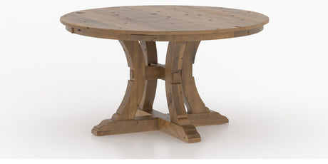 Canadel Champlain Round Dining Table 5454 in Oak Washed HU, three-quarter view