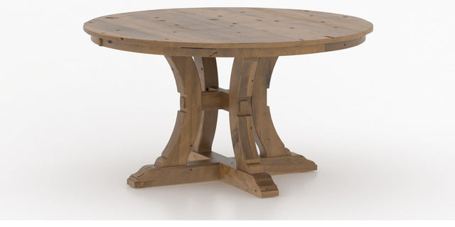 Canadel Champlain Round Dining Table 5454 in Oak Washed HU, three-quarter view