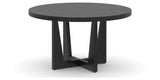Canadel Modern Round Dining Table with MK Base in 09 Dark Smoke and Small Size, three-quarter view