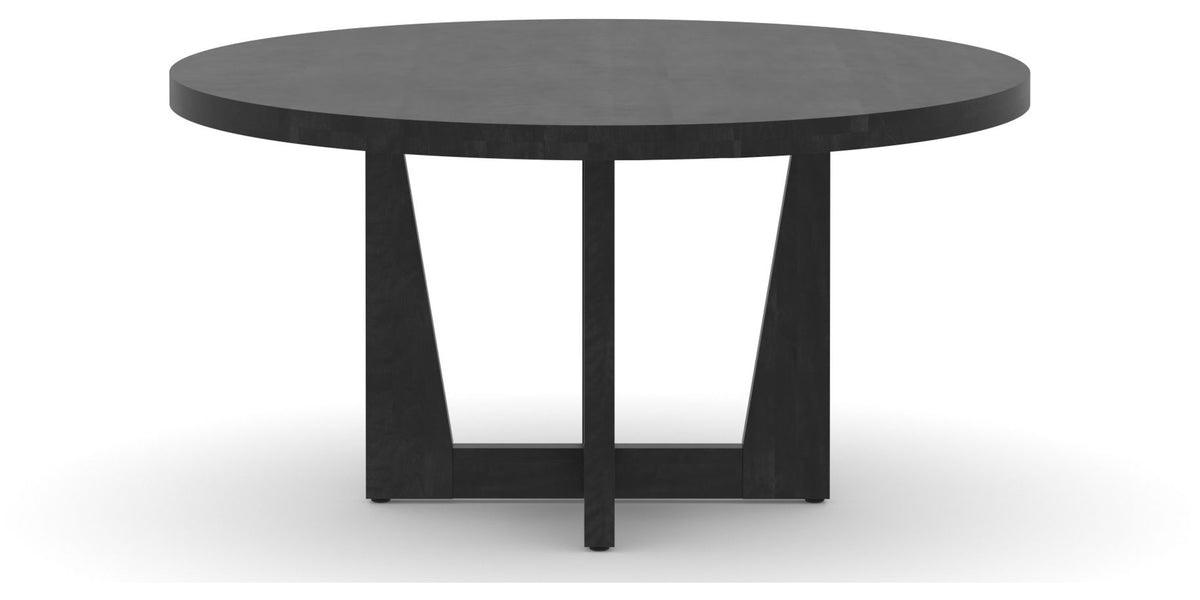 Canadel Modern Round Dining Table with MK Base in 09 Dark Smoke and Large Size, side view