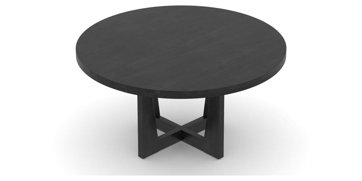 Canadel Modern Round Dining Table with MK Base in 09 Dark Smoke and Large Size, view from above