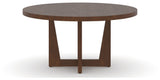 Canadel Modern Round Dining Table with MK Base in 19 Cognac Washed and Large Size, side view