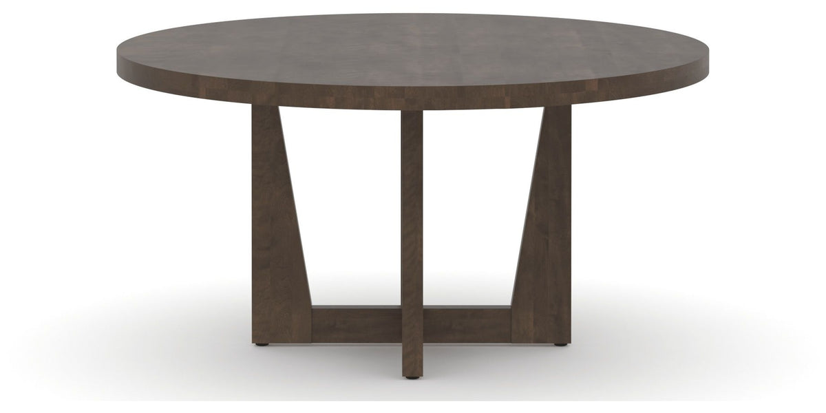 Canadel Modern Round Dining Table with MK Base in 29 Hazelnut Washed and Large Size, side view