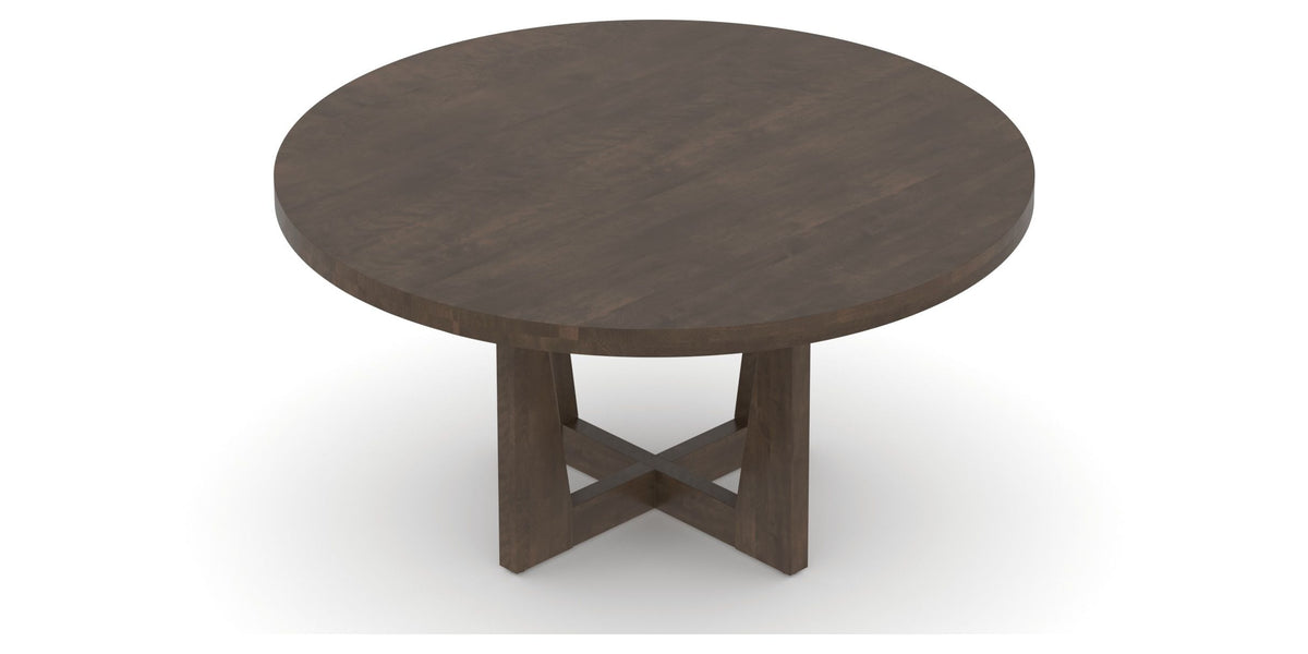 Canadel Modern Round Dining Table with MK Base in 29 Hazelnut Washed and Large Size, view from above