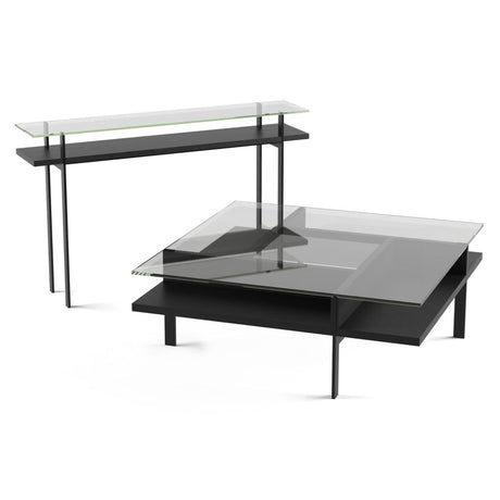 BDi Terrace Coffee Table in Charcoal Stained Ash, on white, Square tabletop shape