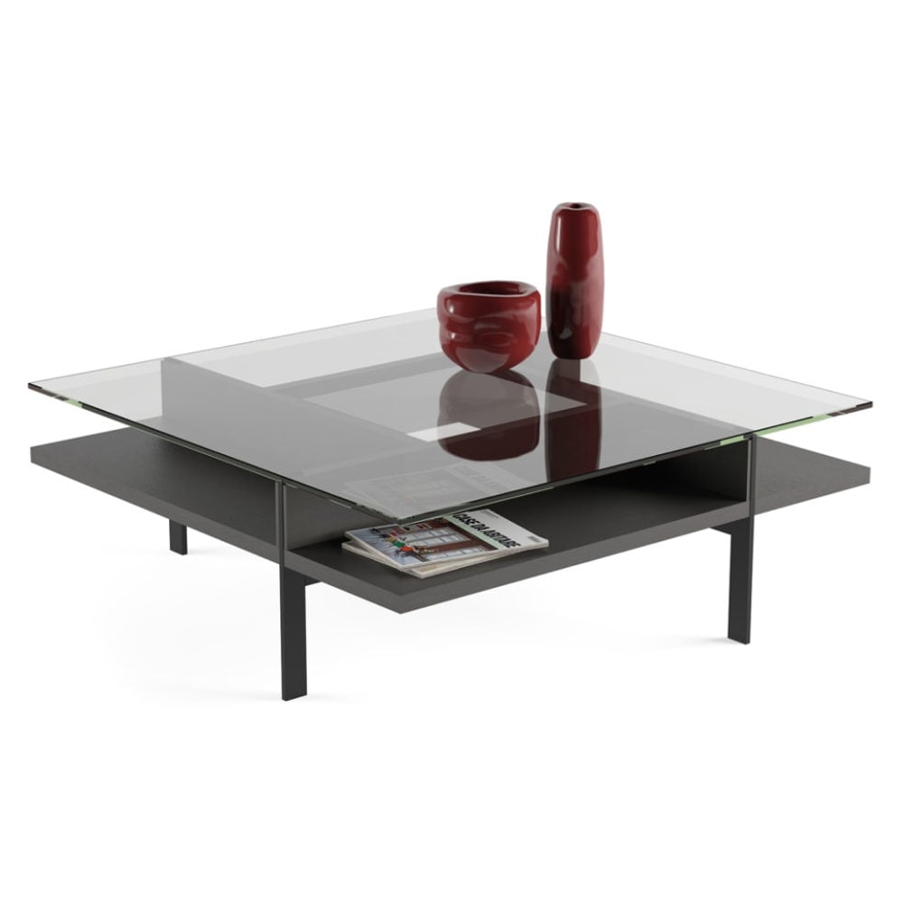 BDi Terrace Coffee Table in Charcoal Stained Ash, on white, Square tabletop shape