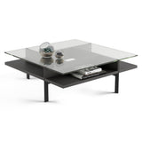 BDi Terrace Coffee Table in Charcoal Stained Ash, on white, Square tabletop shape