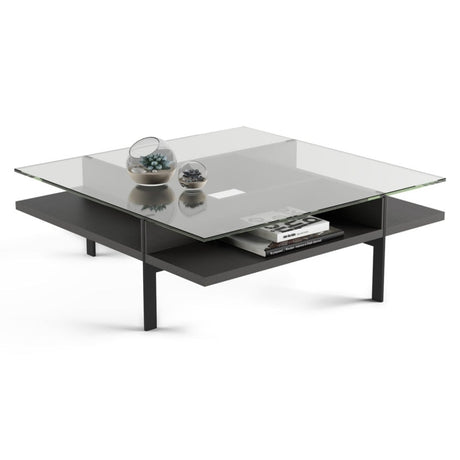 BDi Terrace Coffee Table in Charcoal Stained Ash, on white, Square tabletop shape