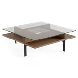 BDi Terrace Coffee Table in Natural Walnut, on white, Square tabletop shape