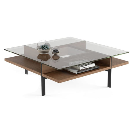 BDi Terrace Coffee Table in Natural Walnut, on white, Square tabletop shape