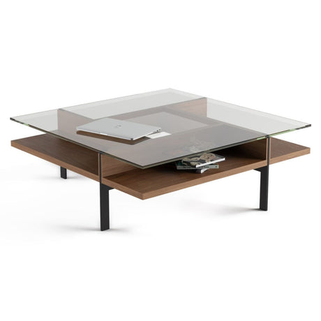 BDi Terrace Coffee Table in Natural Walnut, on white, Square tabletop shape