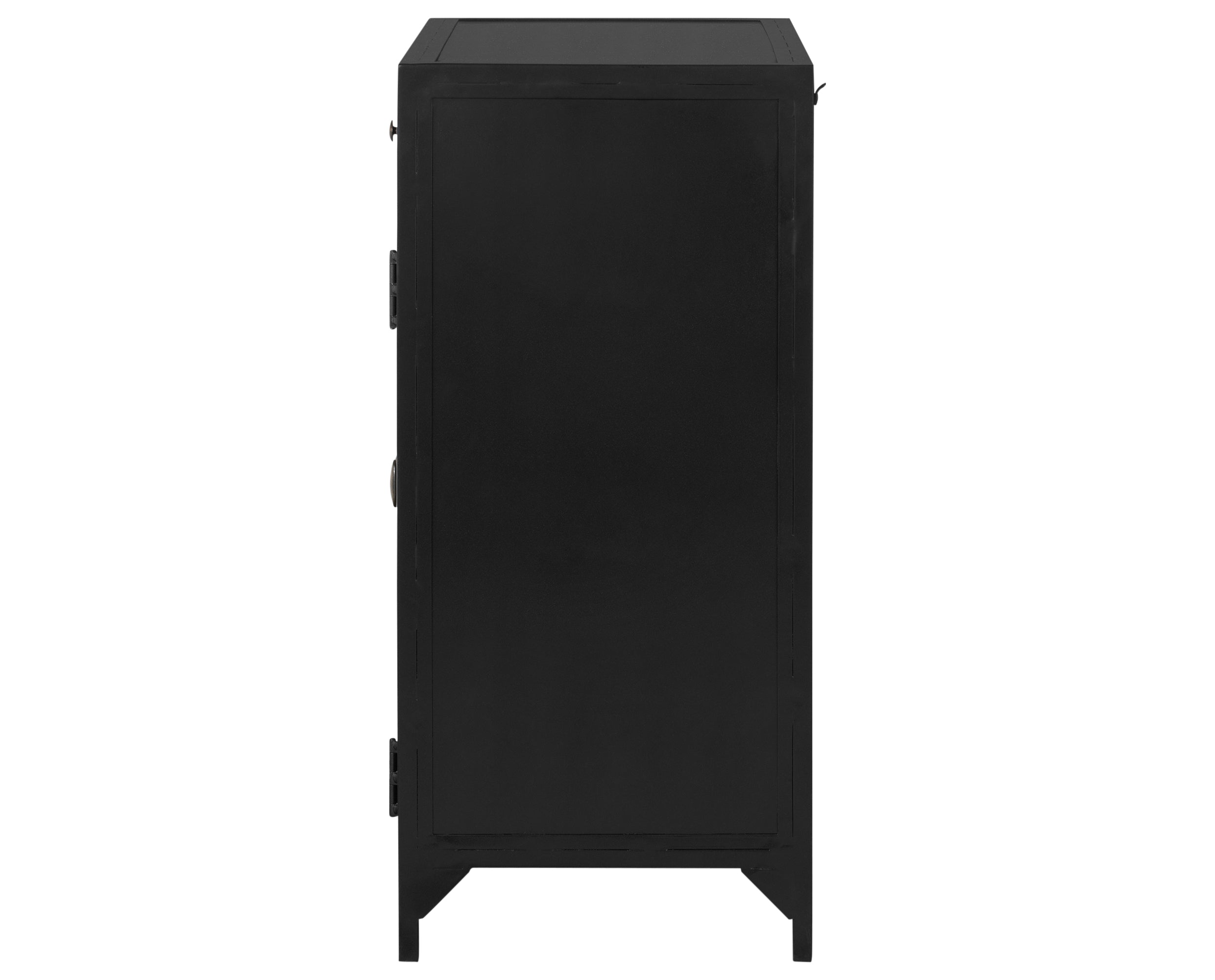 Black Iron with Tempered Glass | Shadow Box Small Cabinet | Valley Ridge Furniture