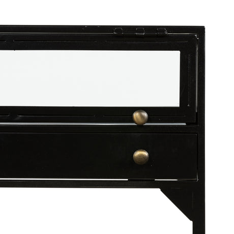 Black Iron with Tempered Glass | Shadow Box End Table | Valley Ridge Furniture